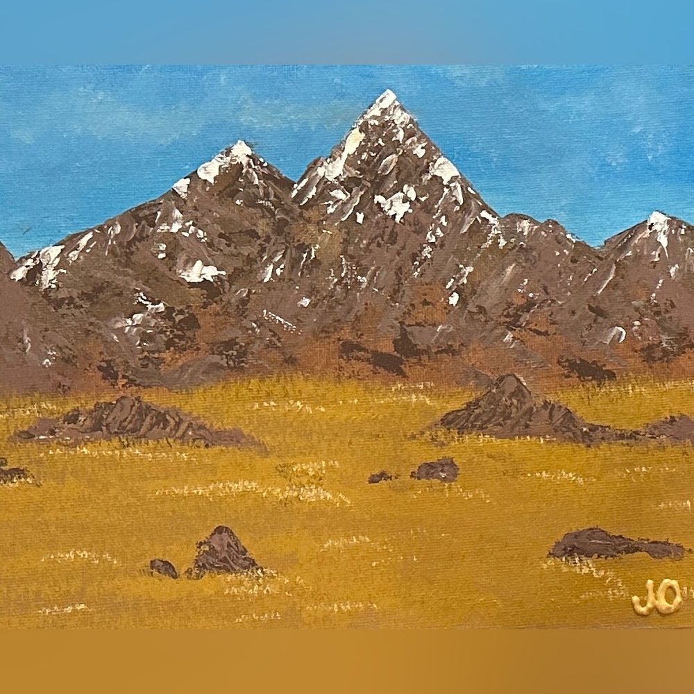 Mountain Field Art - Brown & Blue